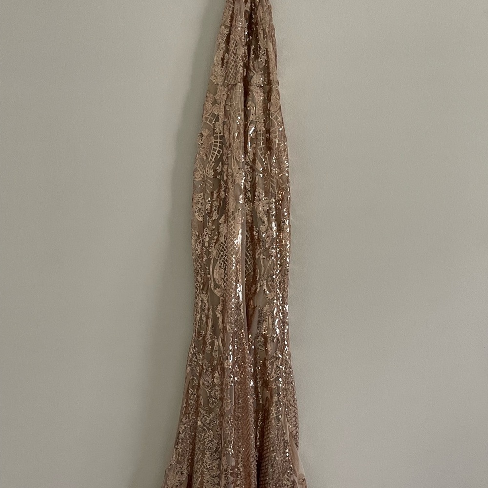 Elegant Beige Lace Gown